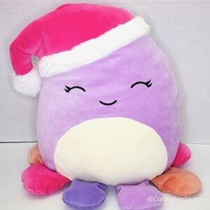 🌲 BEULA 🐙Purple Octopus w Pink & Fur Santa Hat Christmas 2023 Squishmallow NWT